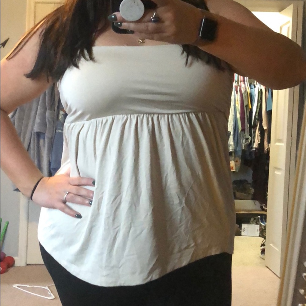 Nude Flowy Strapless Tank